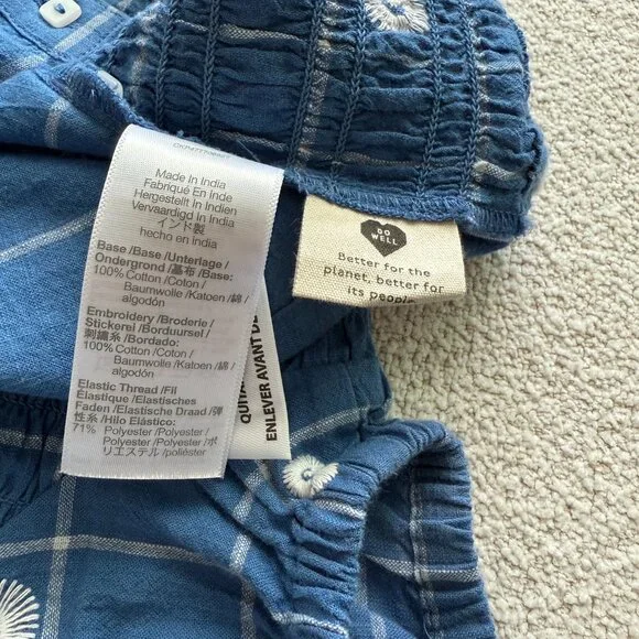 Madewell Blue Embroidered Puff-Sleeve Crop Top size 2 - Picture 7 of 7